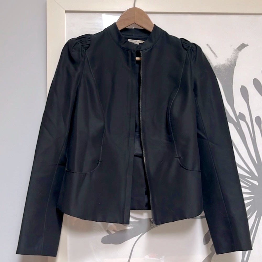 Leon Max ltd edition silk blend blazer gorgeous details small shoulder pads sz 2
